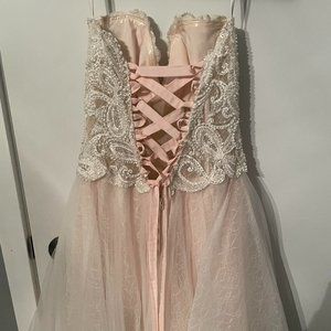 Pink and White Ball Gown Wedding Dress - Used - Great Condition